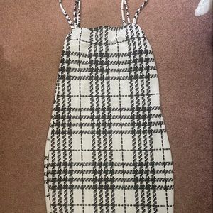 black and white plaid body dress